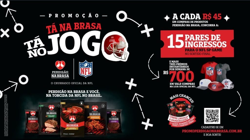 Perdigão Na Brasa sorteia ingressos para NFL e prêmios semanais de R$ 700
