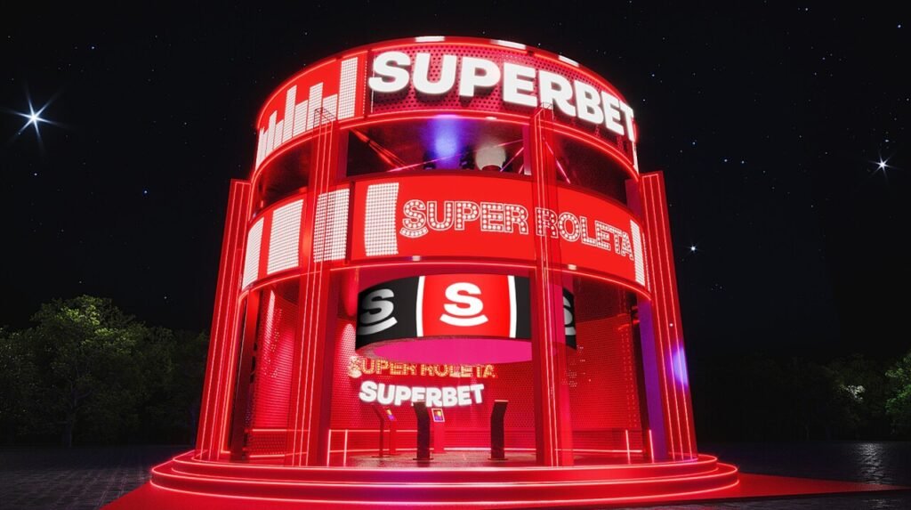 Estande da Superbet no The Town tem roleta humana, brinquedo radical e vista para o palco Factory