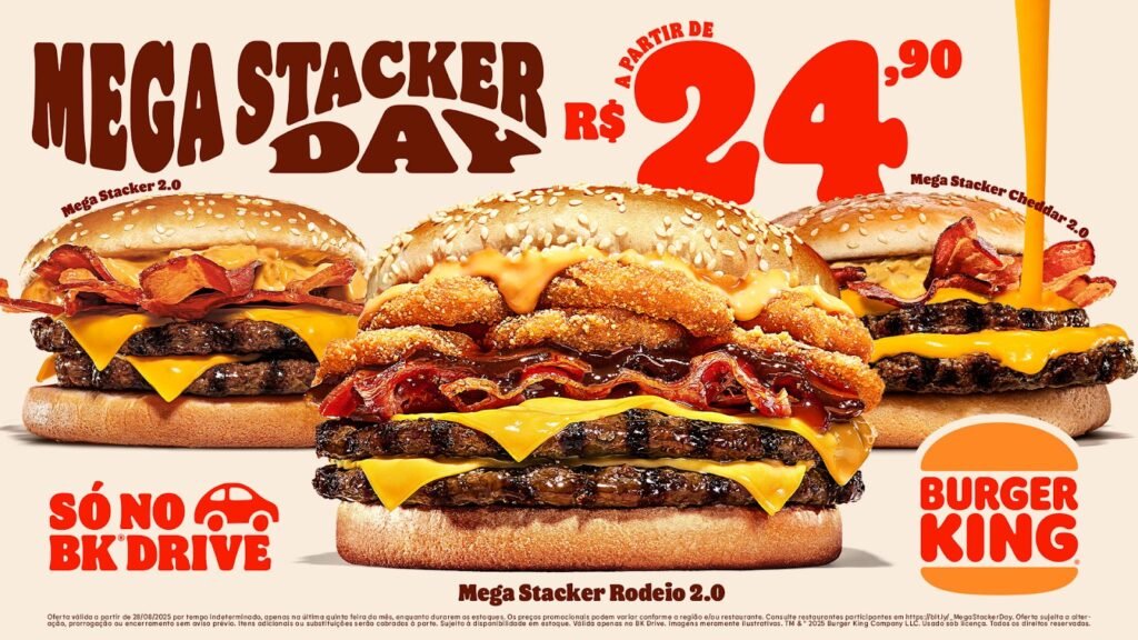 Mega Stacker Day chega ao Burger King em 28/08 com preços especiais a partir de R$ 24,90
