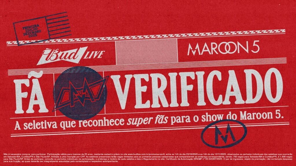 Show gratuito do Maroon 5 em São Paulo: saiba como garantir seu ingresso com a Budweiser