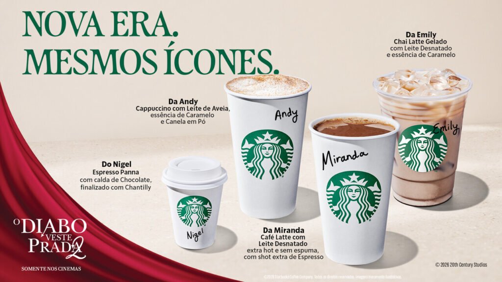 Starbucks lança bebidas inspiradas em ‘O Diabo Veste Prada 2" no Brasil