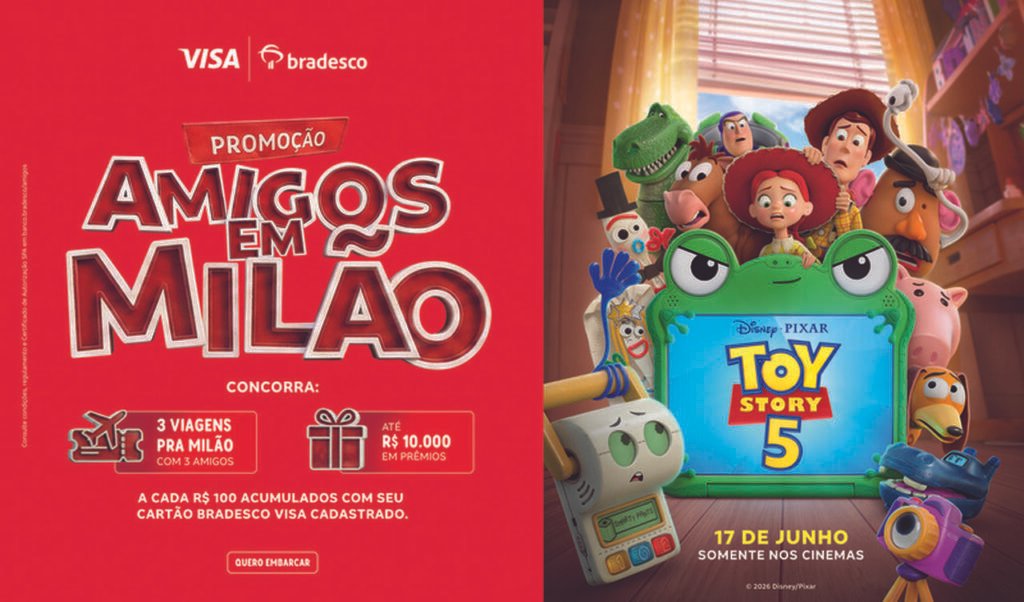 Promoção do Bradesco leva clientes para Milão em experiência inspirada em "Toy Story 5"