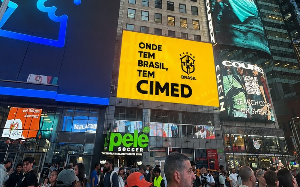 Cimed leva campanha da Seleção Brasileira para a Times Square durante a Copa do Mundo
