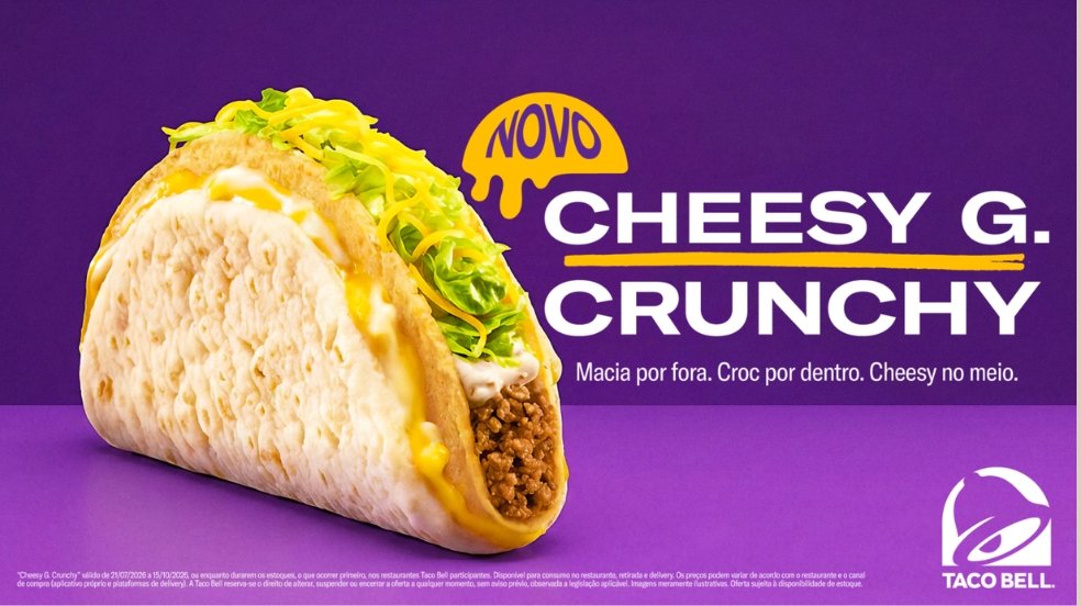 Cheesy G. Crunchy chega ao Brasil em lançamento da Taco Bell com colaboração da Tumulto