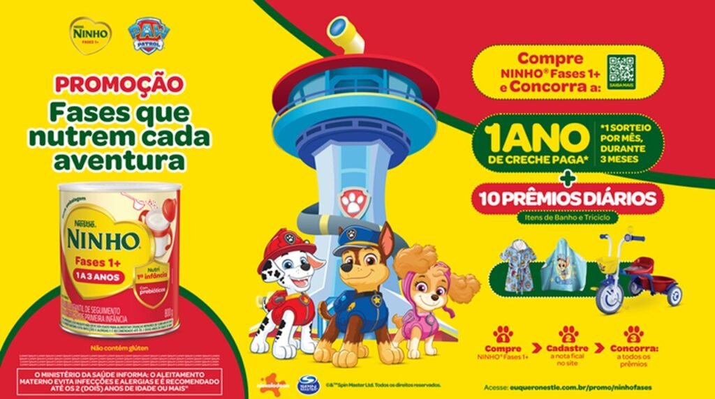 Ninho Fases e Patrulha Canina lançam promoção com um ano de creche como prêmio