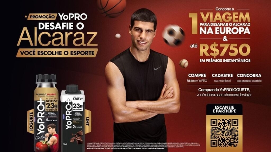 YoPRO lança campanha global com Carlos Alcaraz e prêmio de viagem à Europa