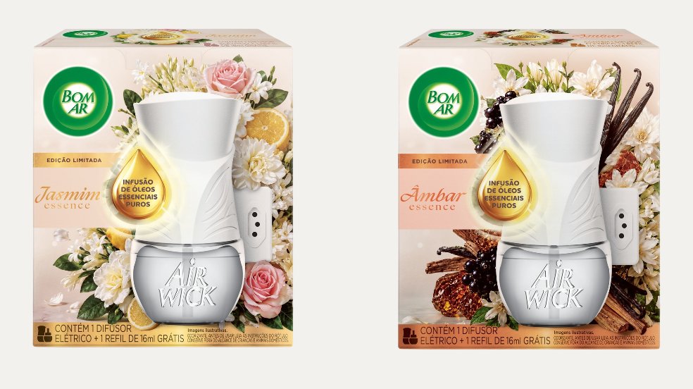 Bom Ar lança fragrâncias Âmbar Essence e Jasmim Essence inspiradas na perfumaria fina